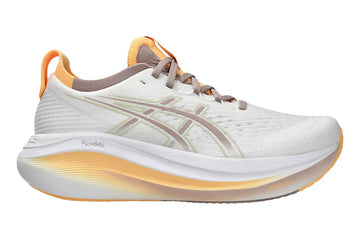 Asics Gel-Nimbus 27 B White/Fawn Womens #color_white-multi-reds-oranges